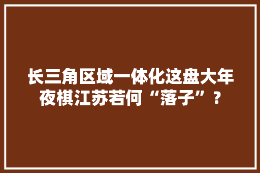 长三角区域一体化这盘大年夜棋江苏若何“落子”？