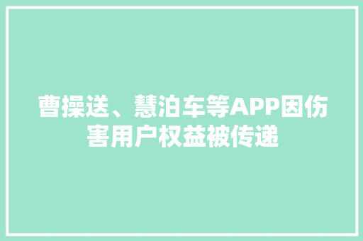 曹操送、慧泊车等APP因伤害用户权益被传递
