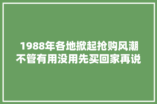 1988年各地掀起抢购风潮不管有用没用先买回家再说