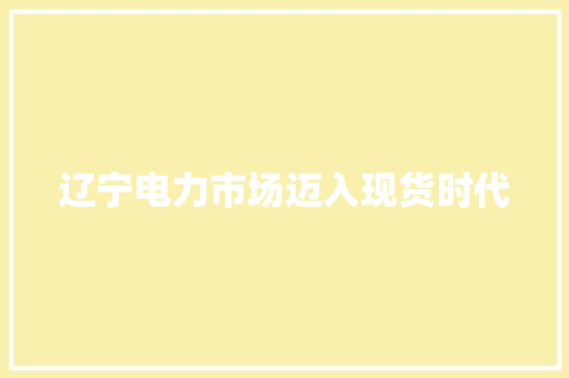 辽宁电力市场迈入现货时代