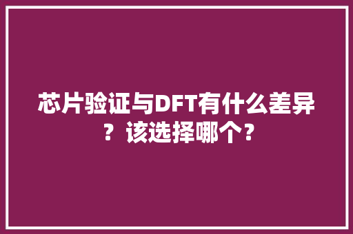 芯片验证与DFT有什么差异？该选择哪个？