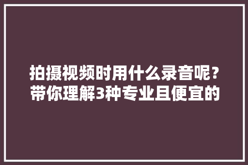 拍摄视频时用什么录音呢？带你理解3种专业且便宜的设备及应用