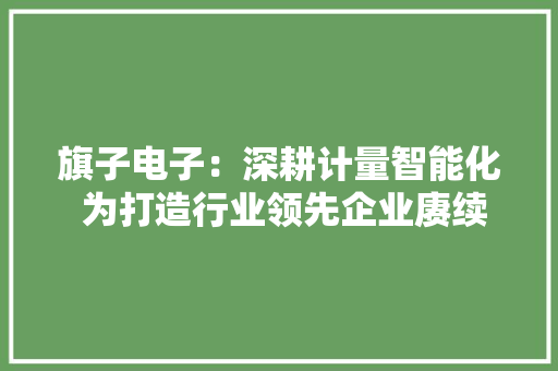旗子电子：深耕计量智能化 为打造行业领先企业赓续奋进