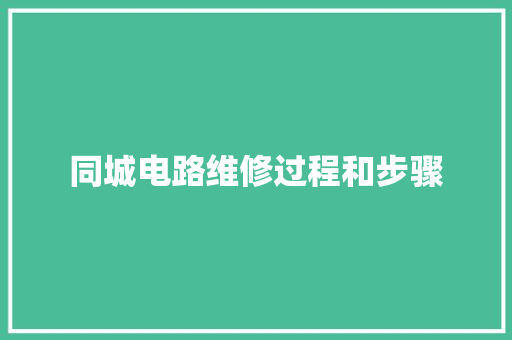 同城电路维修过程和步骤