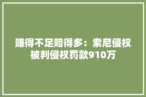 赚得不足赔得多：索尼侵权被判侵权罚款910万