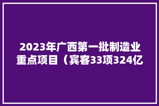 2023年广西第一批制造业重点项目（宾客33项324亿）