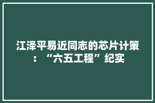 江泽平易近同志的芯片计策：“六五工程”纪实