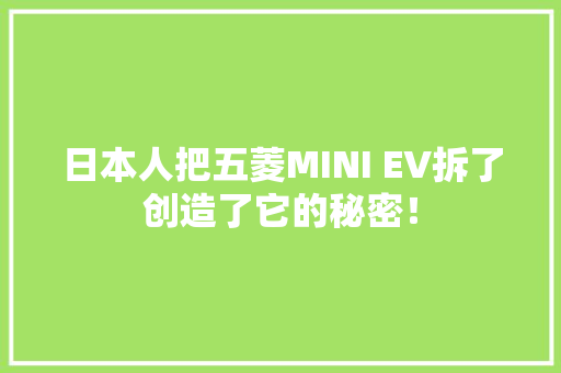 日本人把五菱MINI EV拆了创造了它的秘密！