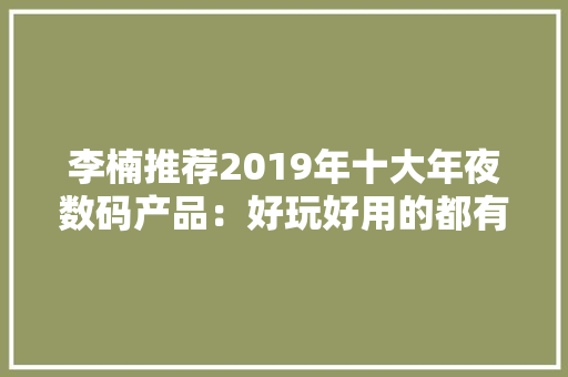 李楠推荐2019年十大年夜数码产品：好玩好用的都有