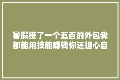 暑假接了一个五百的外包我都能用技能赚钱你还担心自己弗成吗？