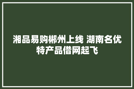 湘品易购郴州上线 湖南名优特产品借网起飞