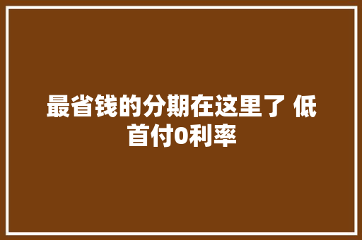 最省钱的分期在这里了 低首付0利率