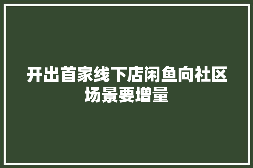 开出首家线下店闲鱼向社区场景要增量