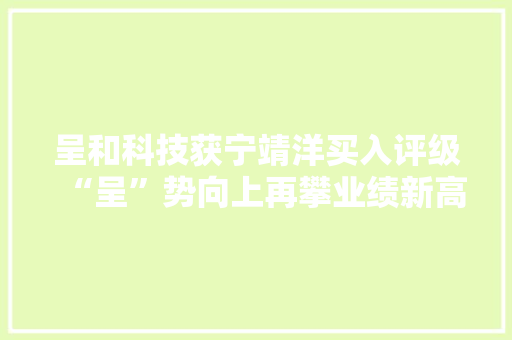 呈和科技获宁靖洋买入评级“呈”势向上再攀业绩新高峰