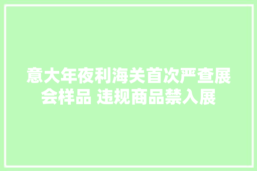 意大年夜利海关首次严查展会样品 违规商品禁入展