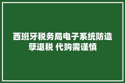 西班牙税务局电子系统防造孽退税 代购需谨慎