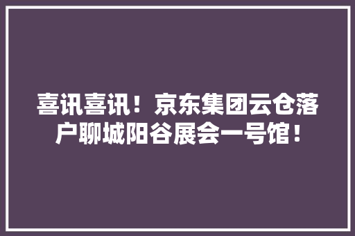 喜讯喜讯！京东集团云仓落户聊城阳谷展会一号馆！
