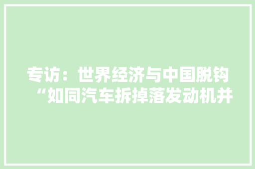 专访：世界经济与中国脱钩“如同汽车拆掉落发动机并卸掉落车轮”访巴西经济学家罗尼·林斯