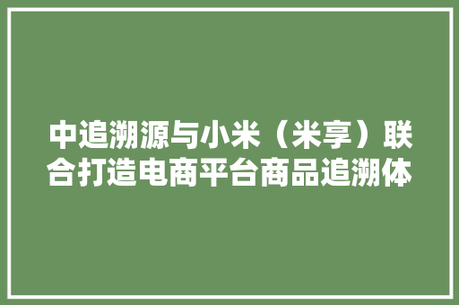 中追溯源与小米（米享）联合打造电商平台商品追溯体系
