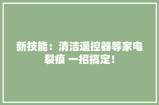 新技能：清洁遥控器等家电裂痕 一招搞定！