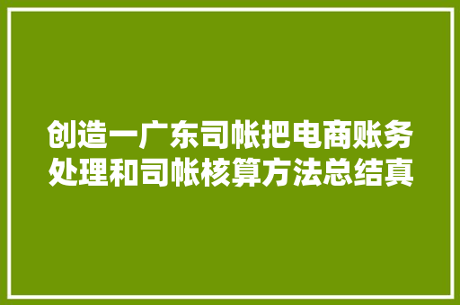 创造一广东司帐把电商账务处理和司帐核算方法总结真具体绝了