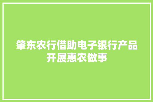 肇东农行借助电子银行产品开展惠农做事