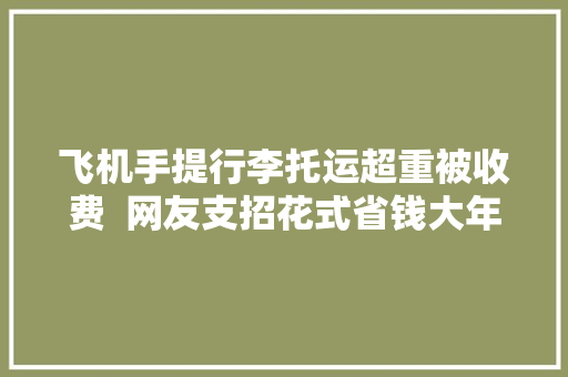飞机手提行李托运超重被收费  网友支招花式省钱大年夜法
