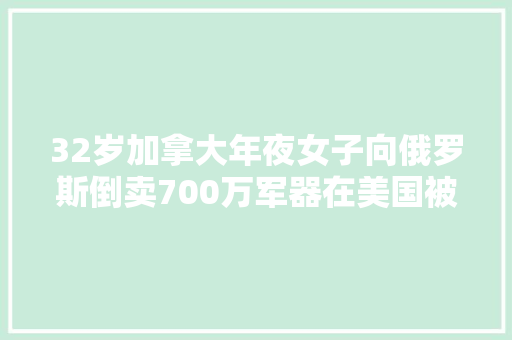 32岁加拿大年夜女子向俄罗斯倒卖700万军器在美国被捕面临20年监禁