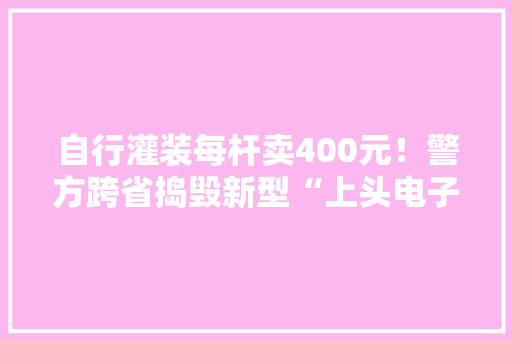 自行灌装每杆卖400元！警方跨省捣毁新型“上头电子烟”团伙10人落网