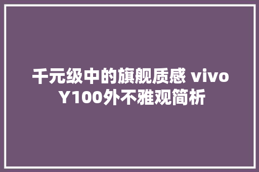 千元级中的旗舰质感 vivo Y100外不雅观简析