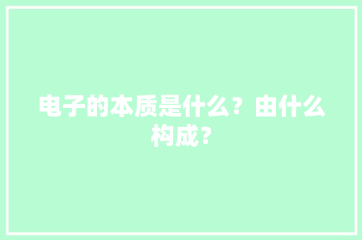 电子的本质是什么？由什么构成？