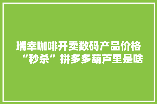 瑞幸咖啡开卖数码产品价格“秒杀”拼多多葫芦里是啥药？