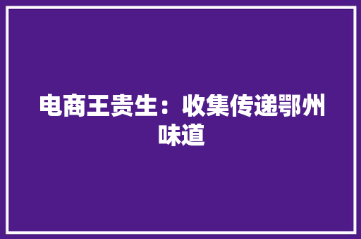 电商王贵生：收集传递鄂州味道