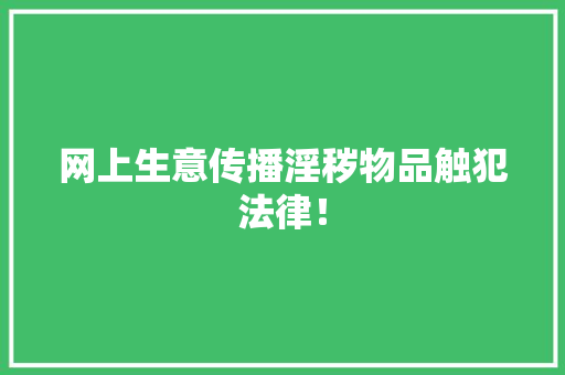 网上生意传播淫秽物品触犯法律！