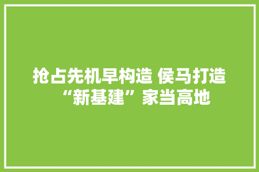 抢占先机早构造 侯马打造“新基建”家当高地