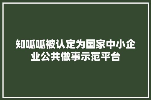 知呱呱被认定为国家中小企业公共做事示范平台