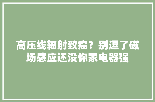 高压线辐射致癌？别逗了磁场感应还没你家电器强