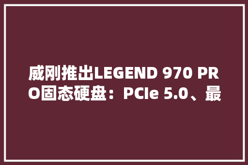 威刚推出LEGEND 970 PRO固态硬盘：PCIe 5.0、最高4TB容量