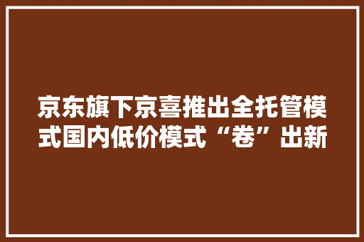京东旗下京喜推出全托管模式国内低价模式“卷”出新高度