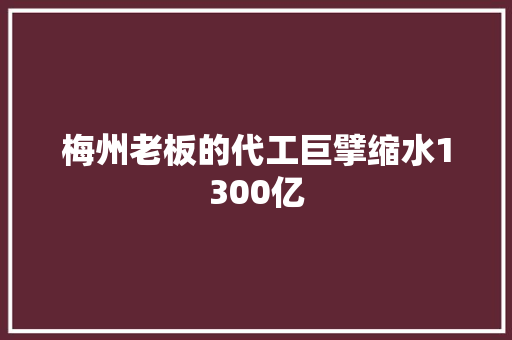 梅州老板的代工巨擘缩水1300亿