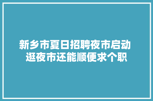 新乡市夏日招聘夜市启动 逛夜市还能顺便求个职