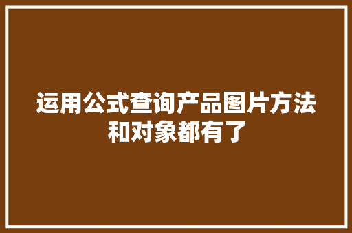 运用公式查询产品图片方法和对象都有了