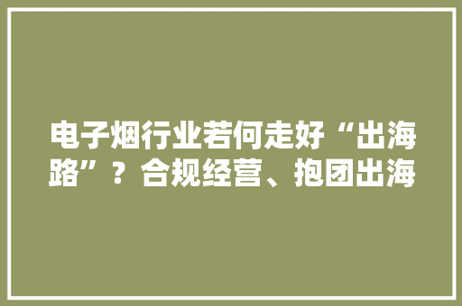 电子烟行业若何走好“出海路”？合规经营、抱团出海是必由之路