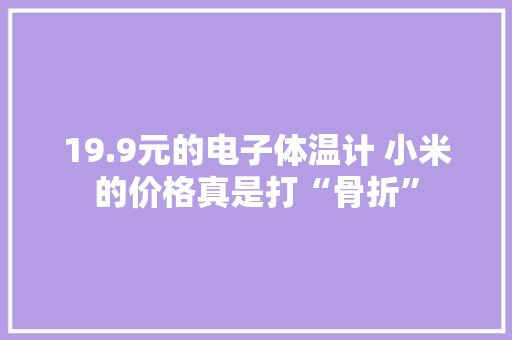 19.9元的电子体温计 小米的价格真是打“骨折”