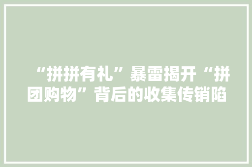 “拼拼有礼”暴雷揭开“拼团购物”背后的收集传销陷阱