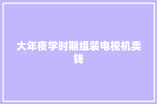 大年夜学时期组装电视机卖钱