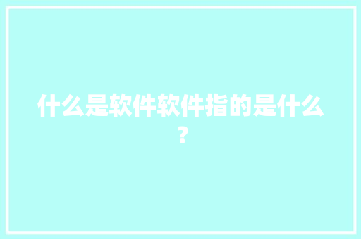 什么是软件软件指的是什么？
