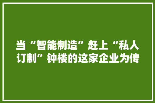 当“智能制造”赶上“私人订制”钟楼的这家企业为传统家当赋能
