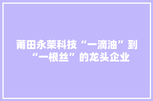 莆田永荣科技“一滴油”到“一根丝”的龙头企业