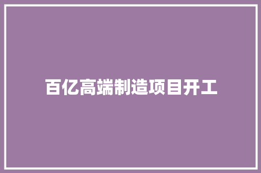 百亿高端制造项目开工